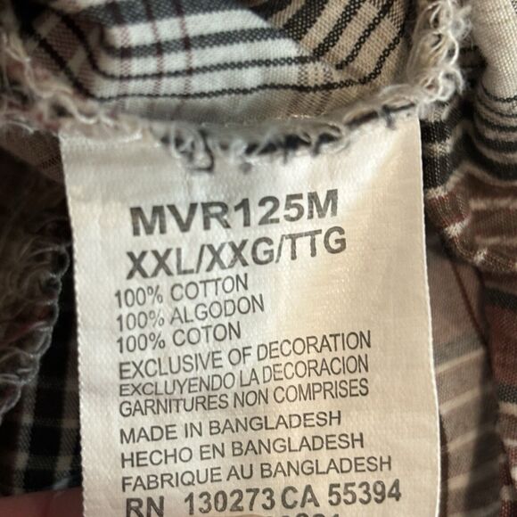 Wrangler Retro Pearl Snap Long Sleeve Western Shirt Brown Size Mens 2XL XXL Flaw - Picture 8 of 10